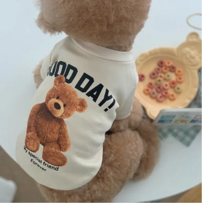 Winter Warm Cute Pet Casual Wear Clothes Bichon Hoodies Cartoon Bear Design For Puppy Dogs Poodle Teddy Girls Sweatshirt Jacket