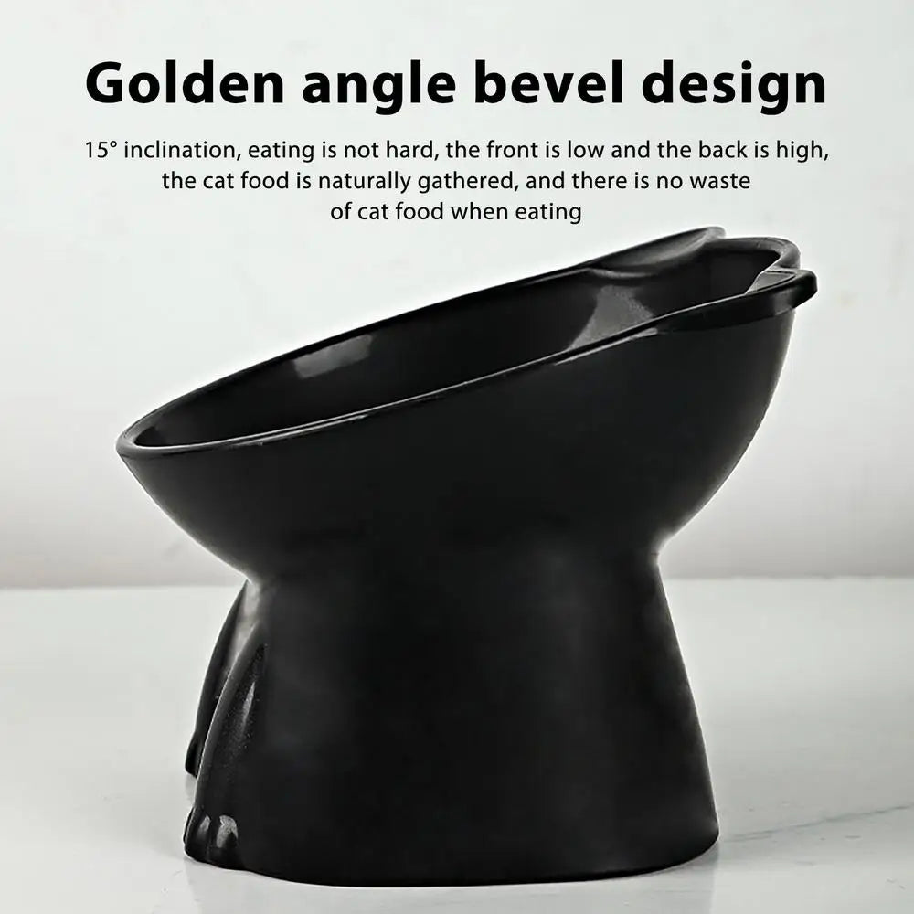 Elevated Cat Food Bowl Tilted Food Dish For Indoor Cats Non-slip Pet Food Bowls Tall Cat Feeding Bowls For Prevent Neck Fatigue