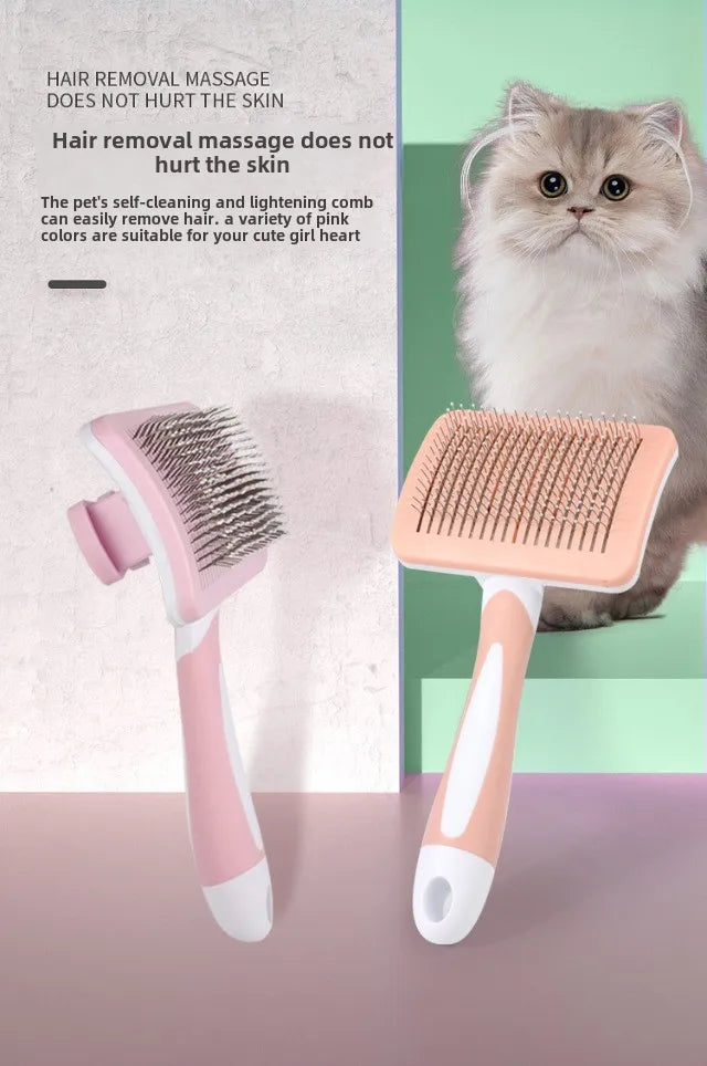 Pet Combs Self-cleaning Key Fading Comb Knots Removing Hair Massage Comb Cat and Dog Universal Easy To Clean