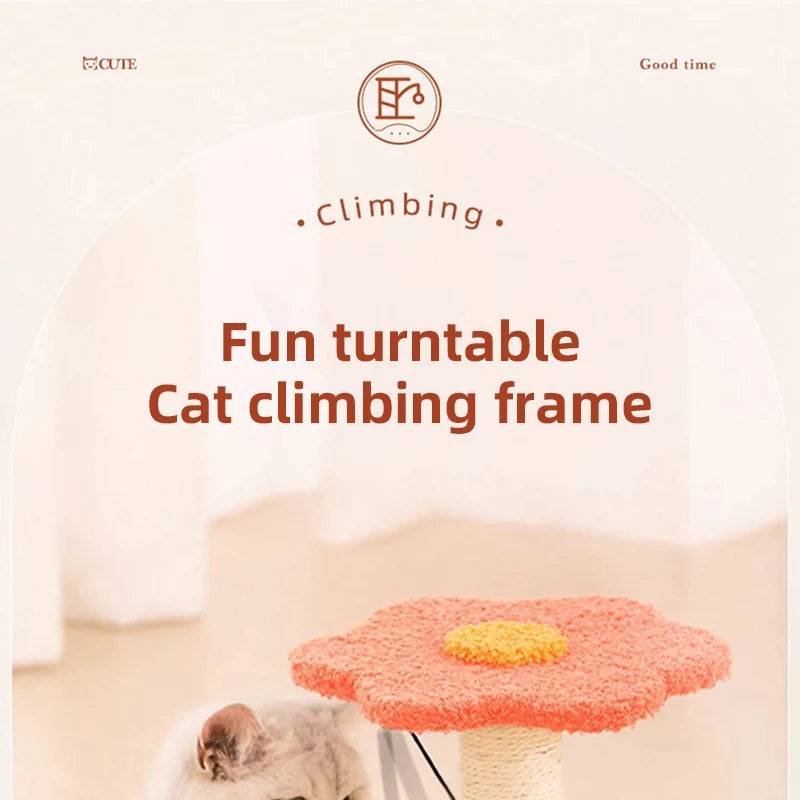HOOPET Cat Climbing Frame Small Sisal Teasing Pet Toys Scratching Board Claw Grinding Cat Toys Carousel Type Cat Climbing Frame