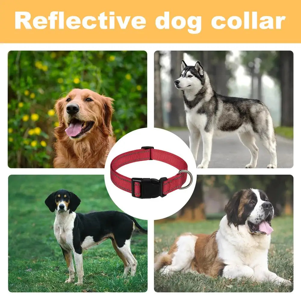 Reflective Dog Collar Adjustable Cat Collar Safety Nylon Pet Collar Durable Comfortable Reflective Pet Collar Pet Supplies