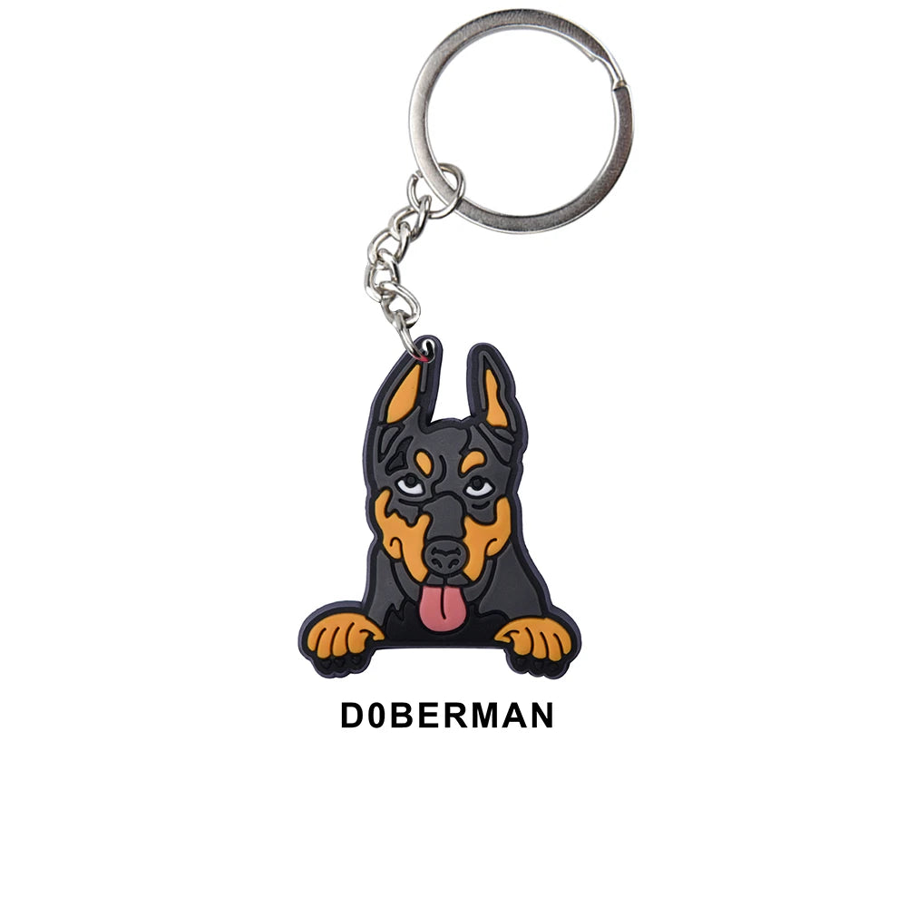 Cartoon Cool Dogs Keychains Bulldog English Springerspaniel Keyrings Maltese Greyhound Key Chains Husky Keeshond Key Rings Gifts