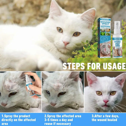 Pet Wound Spray Dog Cat Skin Scratch Wound Treatment Repair Liquid Wound Spray Blocking O9R6