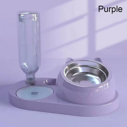 New 2-in-1 Cat Bowl Water Dispenser Automatic Water Storage Pet Dog Cat Food Bowl Food Container with Waterer Pet Waterer Feeder