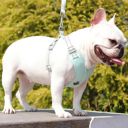 X Dog Harness and Leash Set Breathable Pet Chest Strap Reflective French Bulldog Vest Harness for Small Medium Dogs Puppy Collar