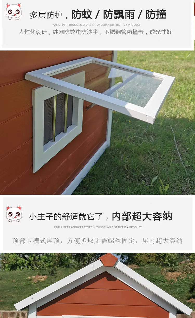 Outdoor dog cage luxury villa solid wood dog house family dog house outdoor wooden kennel cat house pet wholesale