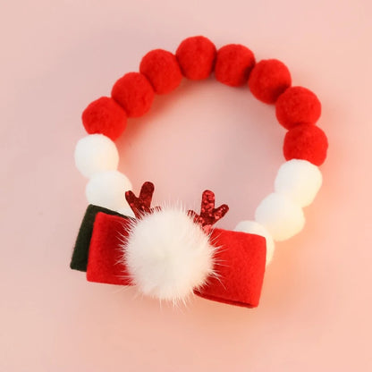 Christmas Necklace for Pet Dogs Sequins Bow Knot Candy Green Fluffy Chihuahua Small Puppy Collars Designer Fancy Cat Accessories