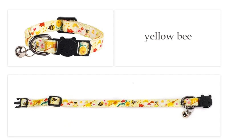 Cartoon Pet Cat Neck Collar for Small Dogs 19-28cm Ring Bell Anti Lost Adjustable Chihuahua Neck Wear Polyester Pet Accessories