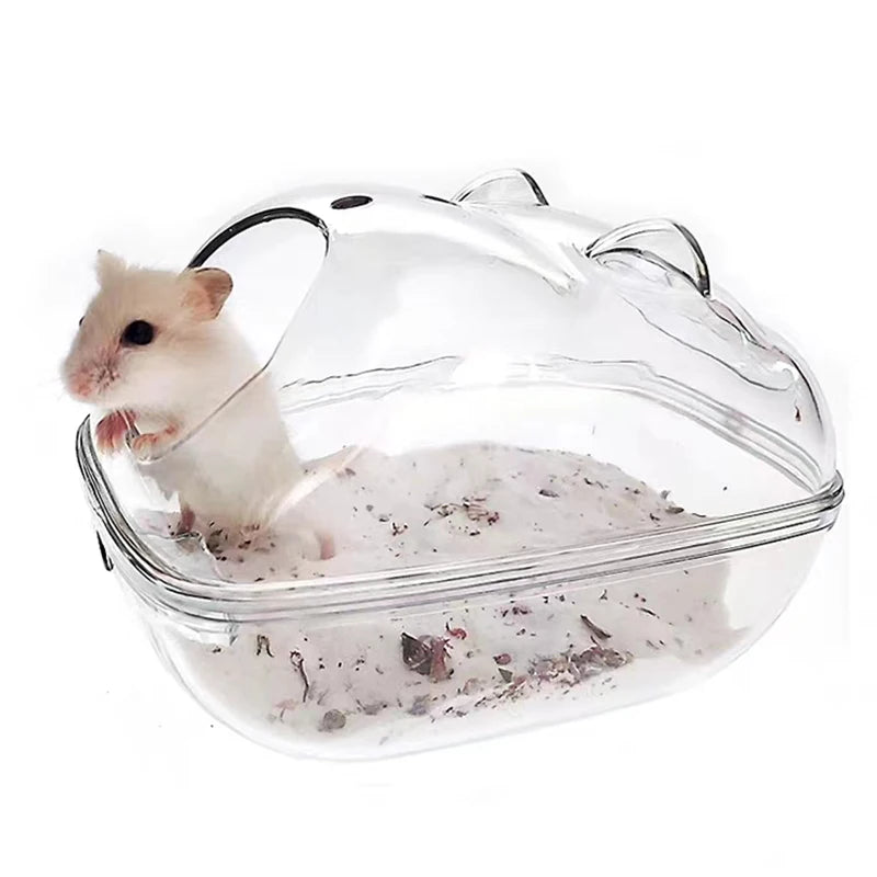 Hamster Bathroom Panoramic Transparent Hamster Mouse Pet Toilet Cage Box Bath Sand Room Toy House Small Pet Supplies Accessories