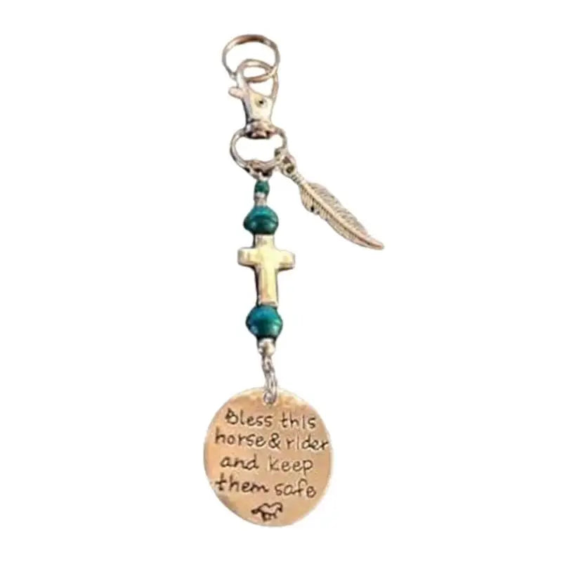 Saddle Rope Key Chain Vintage Horseshoe Cowboy Keychain Pendant With Feather Western Alloy Keychain With Safety Buckle Carved