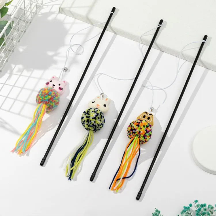 Cat Toy Cat Teaser Sticks Pussy Cat Stick Hair Ball Cat Bite Interactive Toy Replacement Head Pet Supplies