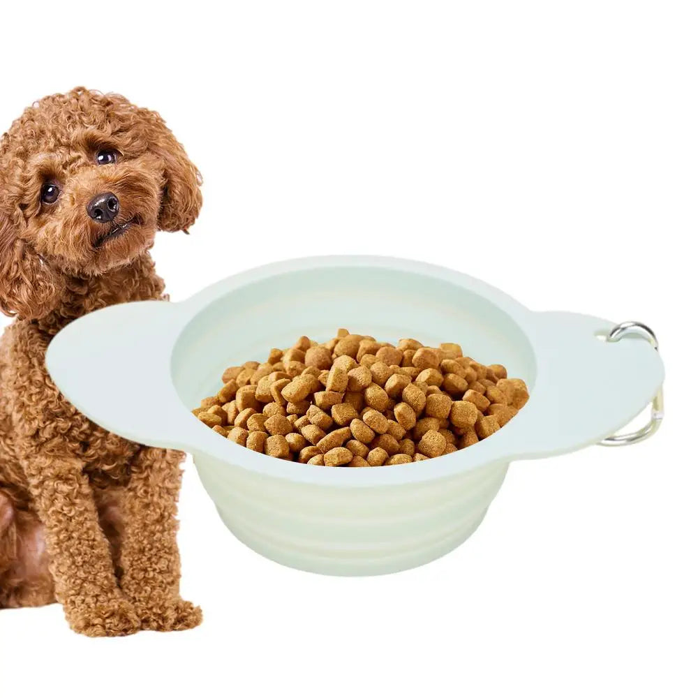 Dog Bowl Pet Collapsible Bowls Silicone Portable Foldable 600ml Dog Feeder Dog Dispenser Water Or Food Pet Feeding Watering Dish