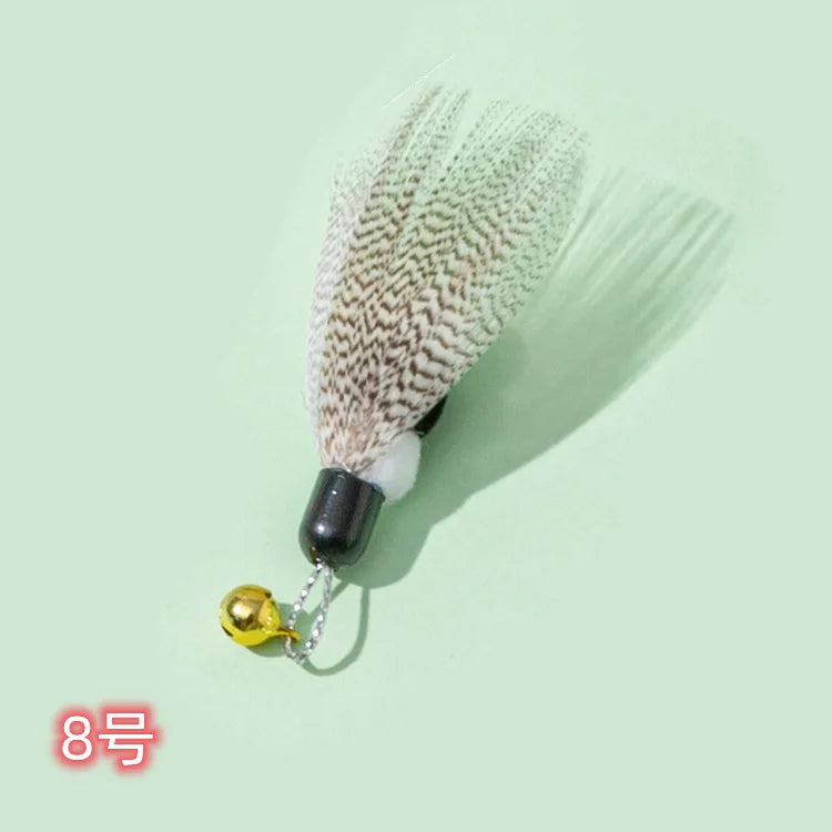 Interactive Cat Feather Toy Accessories False Toy with Bell Replacement Refill Training Kitten Toys