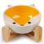 Ceramic Dog Bowl Raised Round Dog Cat Bowl No Spill Pet Dish for Food Water Feeding Cute Cartoon Printed Pet Dog Elevated Dish