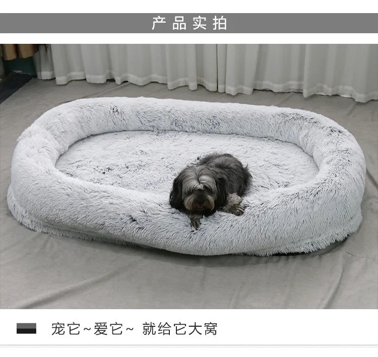 Cross-border explosion human kennel plush human dogbed winter warm sponge dog pad giant dog bed