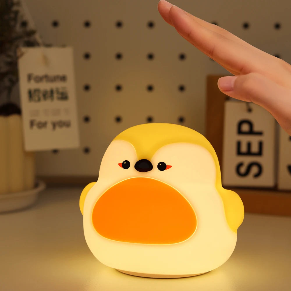 Cute Animals Silicone Night Light, Patting Light, Sleep Light, Baby Octopus Robin Bird Panda - for Room Decor, Gift for Children
