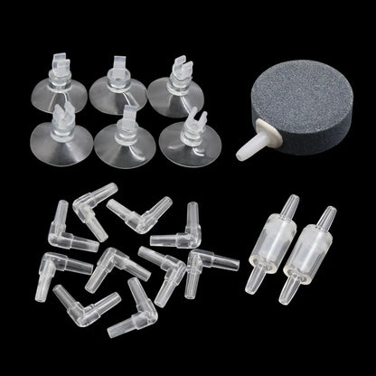 UXCELL Aquarium Air Bubble Stone Aerator Check Valve Fish Tank Pump Hydroponic Oxygen Plate Air Pump Accessories Tools Parts Set