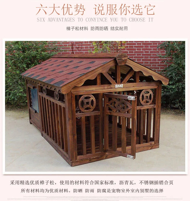 Manufacturer spot outdoor dog house wooden dog villa bite-resistant kennel rain-proof kennel can be customized dog house pet ca
