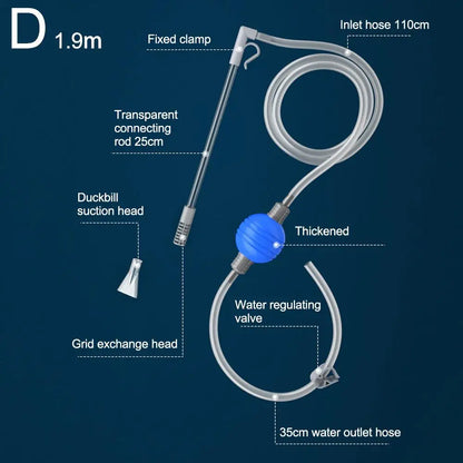 Fish Tank Water Changer Aquarium Siphon Vacuum Gravel Manure Suction Change Pipe Cleaning Kit Water Sand Tool Sand Cleaning K2X7