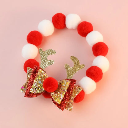 Christmas Necklace for Pet Dogs Sequins Bow Knot Candy Green Fluffy Chihuahua Small Puppy Collars Designer Fancy Cat Accessories