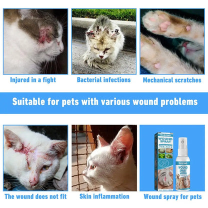 Pet Wound Spray Dog Cat Skin Scratch Wound Treatment Repair Liquid Wound Spray Blocking O9R6