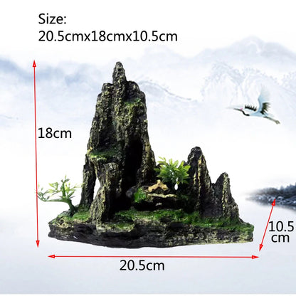 Resin Aquarium Rockery Mountain Decoration Artificial View Rock Cave Stone Tree Fish Tank Ornament Pet Supplies Home Decor