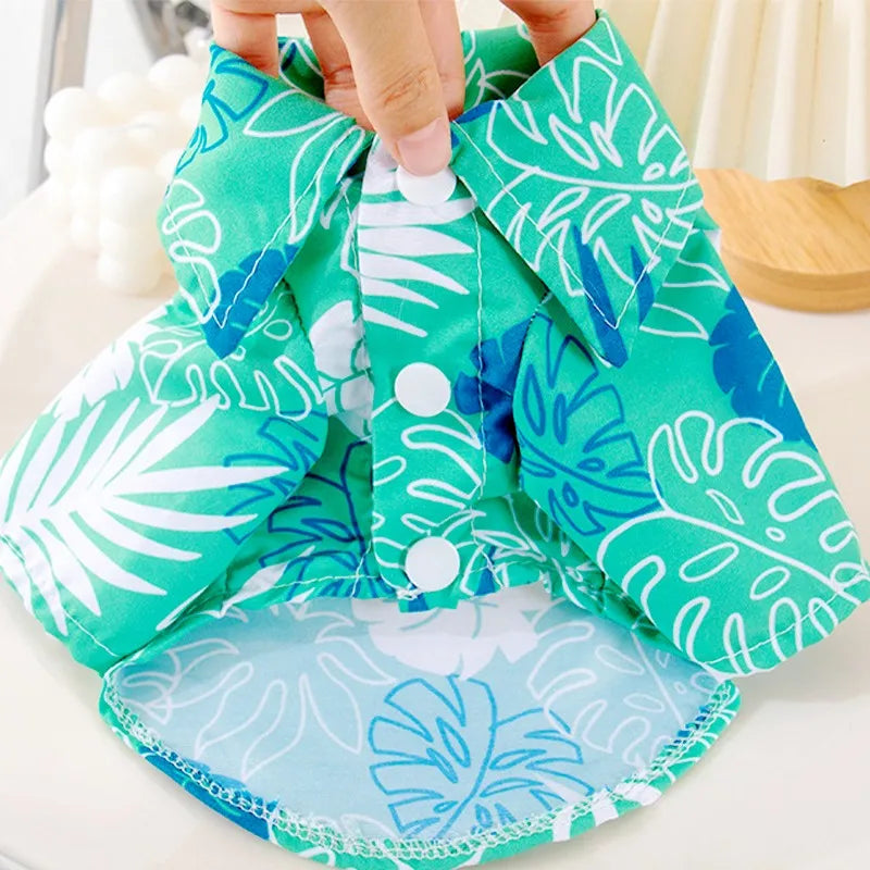 Pet Dog Beach Shirt Summer Dog Clothes Hawaiian Style Puppy Kitten Costume Dog Cooling Vest Chihuahua Bichon Medium Dog Clothing