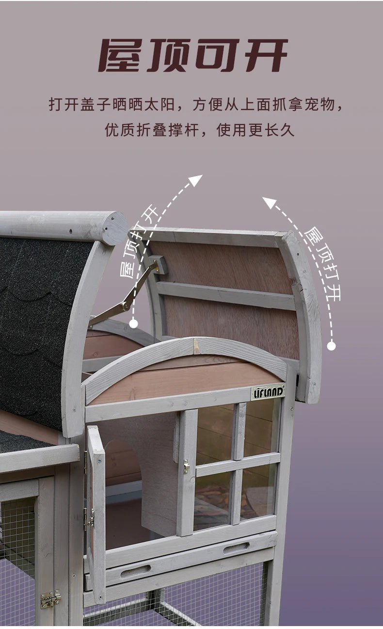 Rabbit Cage Extra Large Small Rabbit Cage Pet Rabbit Housing Outdoor Household Solid Wood Double decker Villa Breeding Cage
