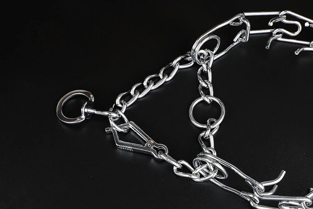 Quick Release Prong Dog Collar Chrome Plated Adjustable Metal No Pull Dog Training Collar Safe No Choke Pinch Collar for Dogs