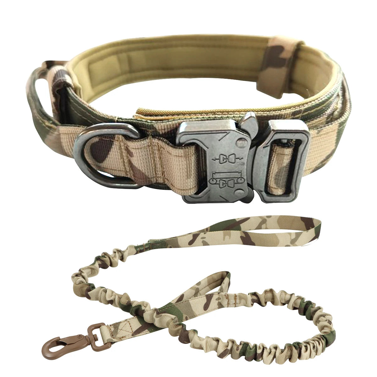 Durable Tactical Dog Collar Military Bungee Leash Set Nylon Walking Training Pet Collar for Medium Large Dogs German Shepard