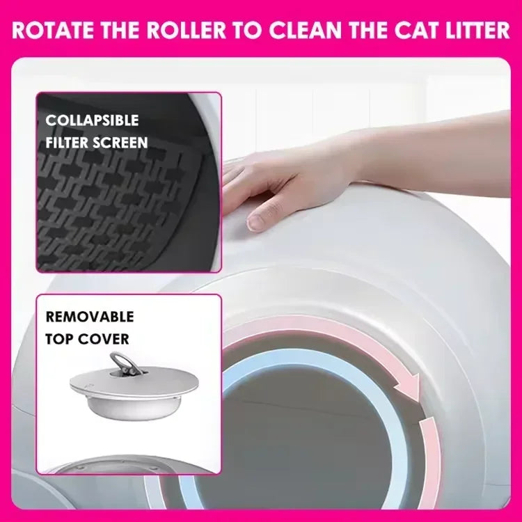 Semi-Automatic Cat Litter Pan Portable Quick Cleaner Semi-Automatic Cat Litter Box Anti-Odor with Litter Splash Bowl