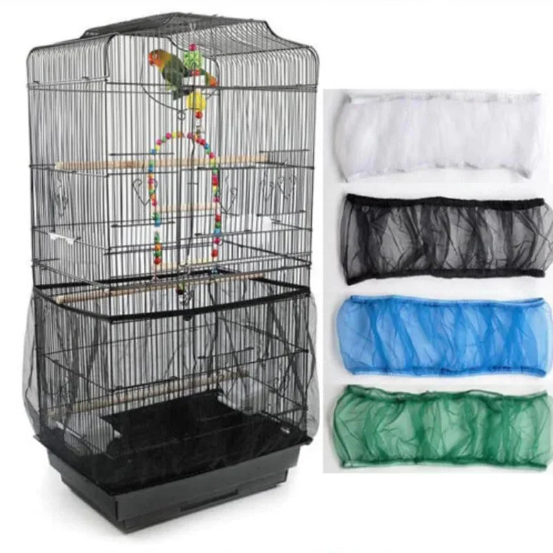 Mesh Bird Cage Cover Shell Skirt Net Easy Cleaning Seed Catcher Guard Bird Cage Accessories Nylon Parrot Bird Cage Net