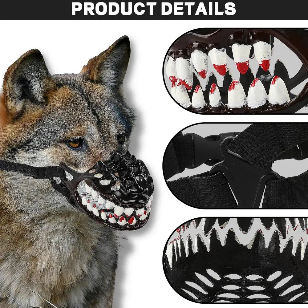 Halloween Dog Muzzle With Teeth Creepy Dog Costume With Large Teeth Spooky Prop Halloween Dog Costume Hilarious Dog Muzzle