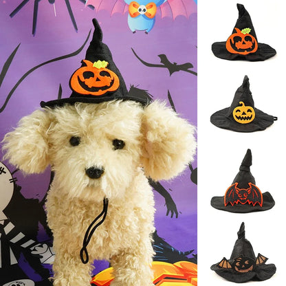 Wizard Hat for Pet Dogs Soft Polyester Lightweight Halloween Cosplay Chihuahua Cat Accessories Animal Pumpkin Bat Pet Products