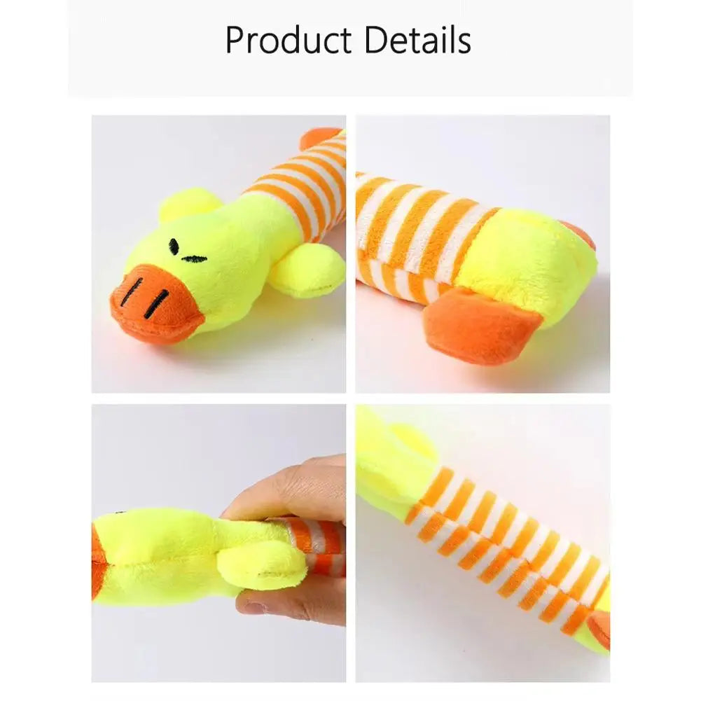 Pet Toys Cute Pet Chewing Teething Toys Cartoon Embroidery Bite-resistant Decompression Duck Pig Elephant Sounding Toys