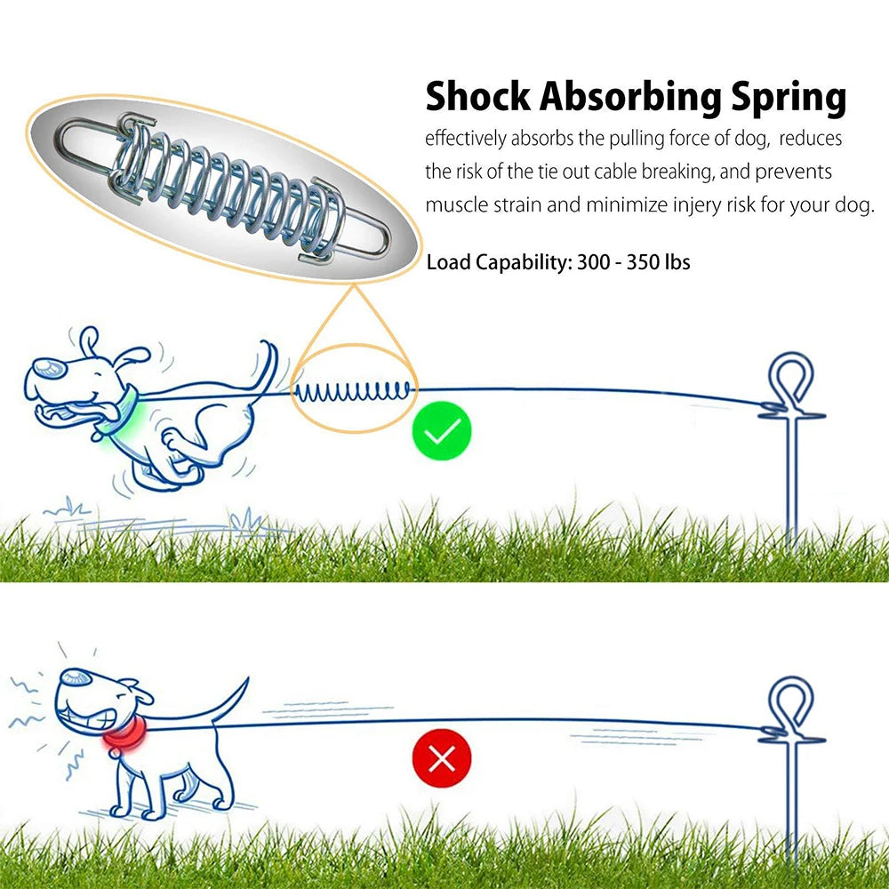 Steel Wire Dog Tie Out Cable, Dog Runner for Yard, Durable Superior Clips, Silver Dog Chains