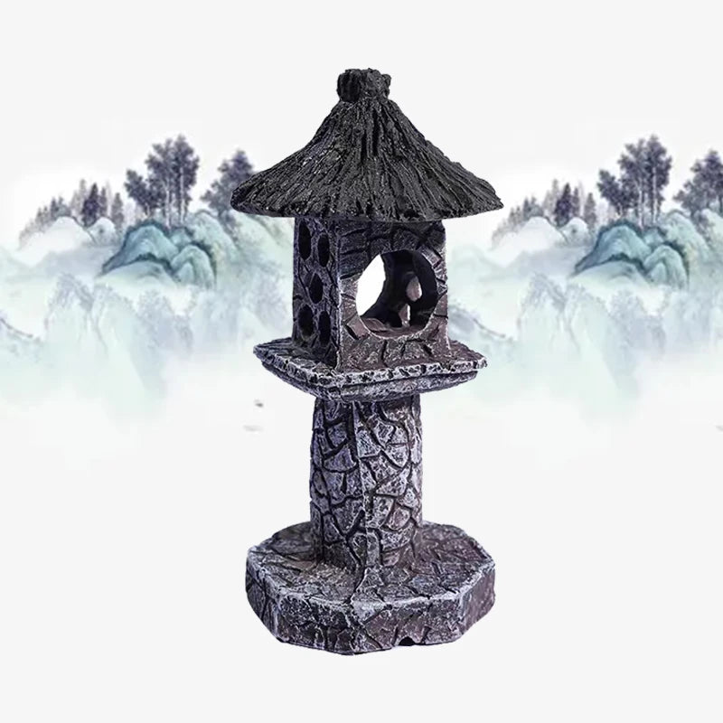 Resin Artificial Fish Tank Ancient Castle Decoration Aquarium Rock Cave Building Decoration Aquatic Landscaping Ornament Decor