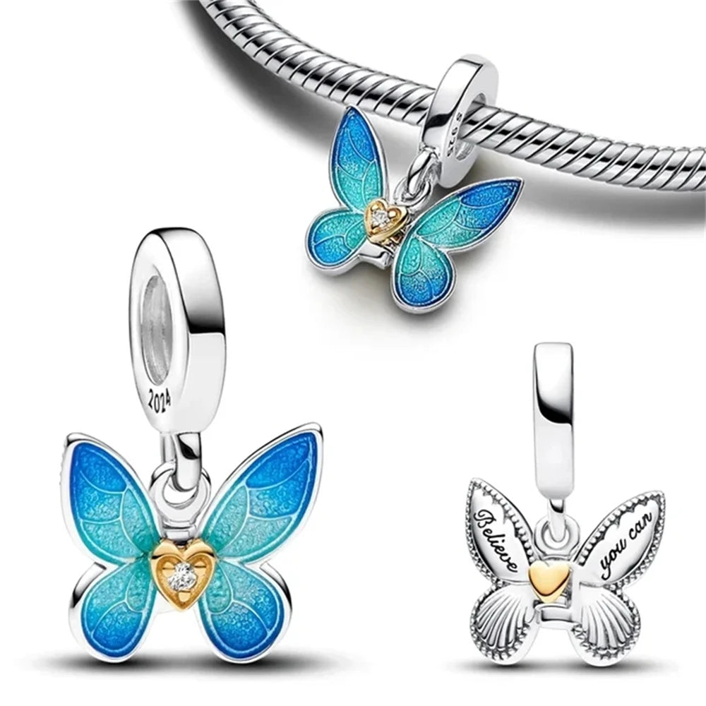 New 925 Sterling Silvering Butterfly Bees Bird Charm of ley 925 Chain Beaded Fit Original Pandora Bracelet DIY Ladies Jewelry