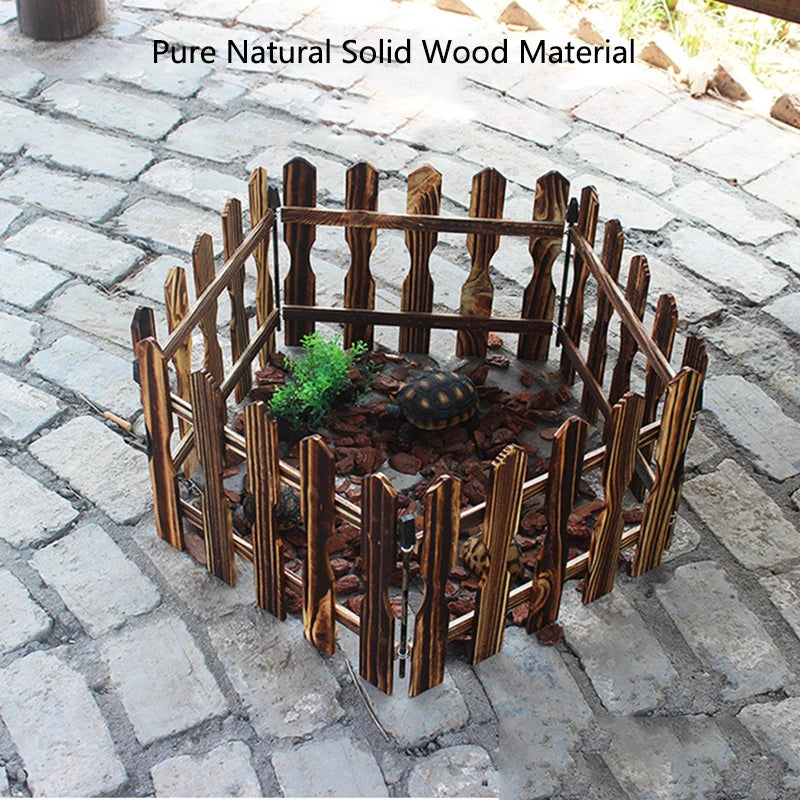 Wooden Fencing Barrier DIY Mini Landscape Crawling Small Pet Turtle Fence Balcony Landscape Barrier Accessory Indoor Courtyard