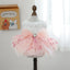 Bow Tie Female Fancy Dresses for Medium Dogs Pink Veil Romantic Heart Print Spring Puppy Tutu Skirt Lace Wedding Cat Clothing