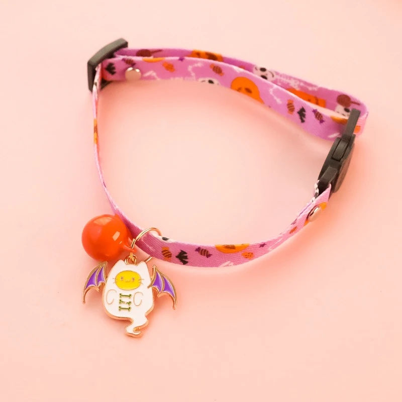 Lightweight Halloween Dog Collars Durable Skull Bat Pendant Cosplay Neck Accessories for Cats Personalized Decorate Pet Necklace