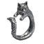 1pc Vintage Dark Alloy  Cartoon Little Cat Open Ring For Women Personality Fashion Simple Ring Handicraft Gift For Girl