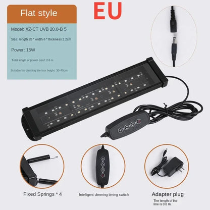 UVA+UVB Reptile Full Spectrum LED Light Turtle Lizard Snake Terrarium Sunbathe Heat Lamp 10.0 20.0 Sun Lamp Sunbathe Heat Lamp