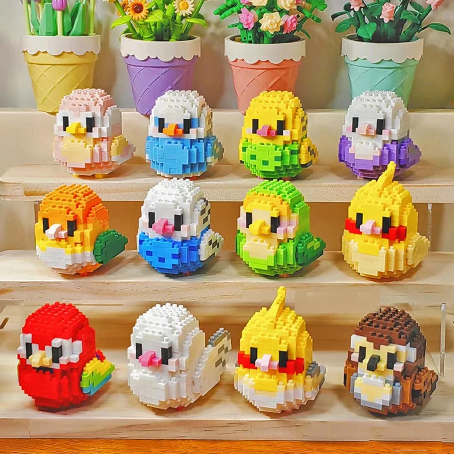 Creative DIY Cartoon Cute Birds, Parrots, Sparrows, Animal Building Blocks, Bird Assembly Model Toys, Home Decoration Gifts