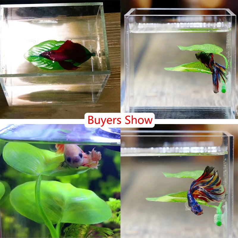 1Pc Artificial Aquarium Leaf Plants Decoration Betta Fish Rest Spawning Ornamental Plant Betta Fish Play Relax Hide Leaf Hammock