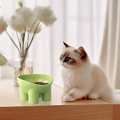 Pet Supplies Macaron Color Elephant Leg Bowl Neck Protection Oblique Mouth Cat Bowl Anti-tip Plastic Pet Bowl High-legged Cat Bo