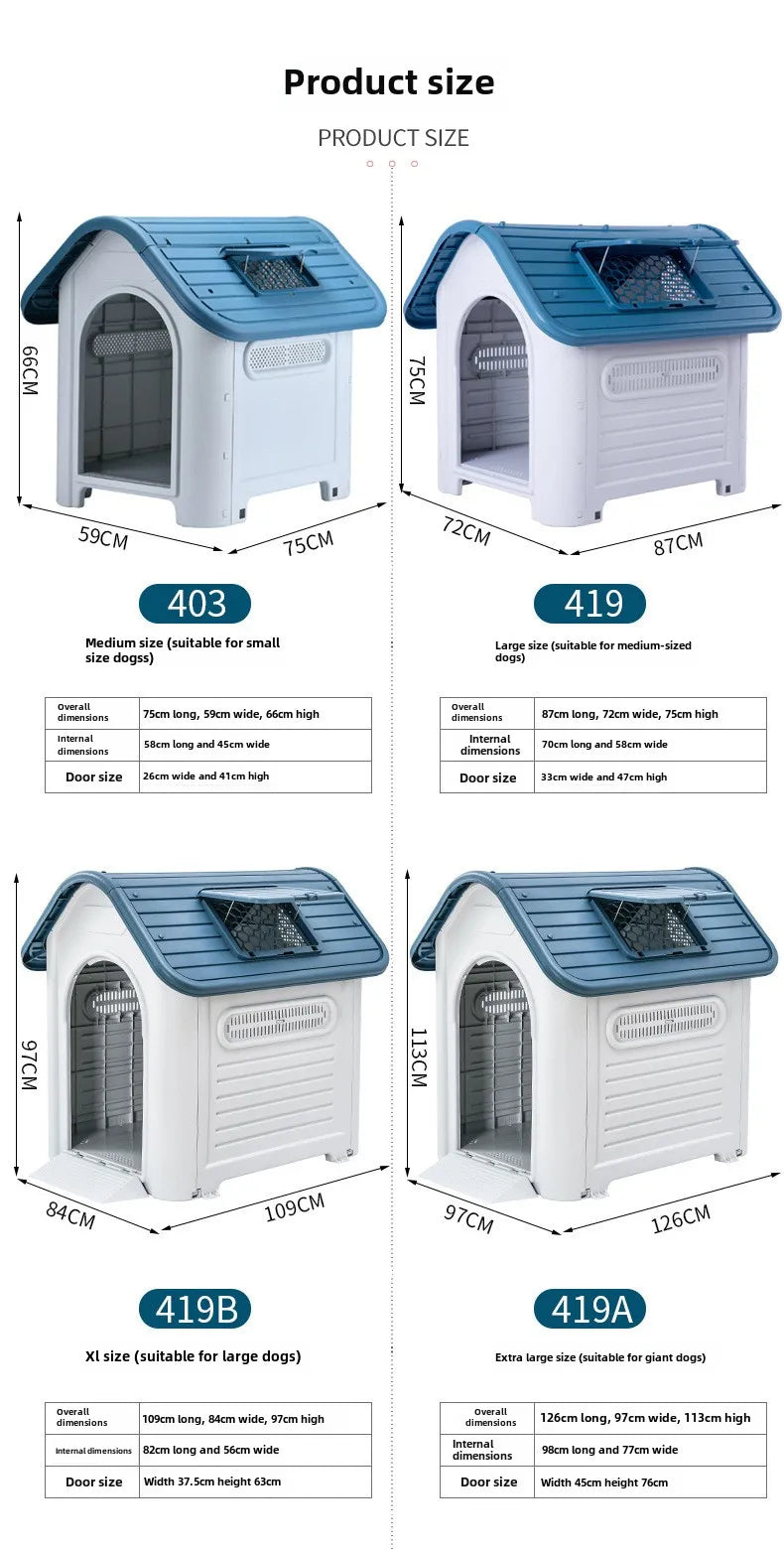 Plastic Dog Kennels Pet House with Door Modern Detachable Outdoor Indoor Waterproof Pet Houses