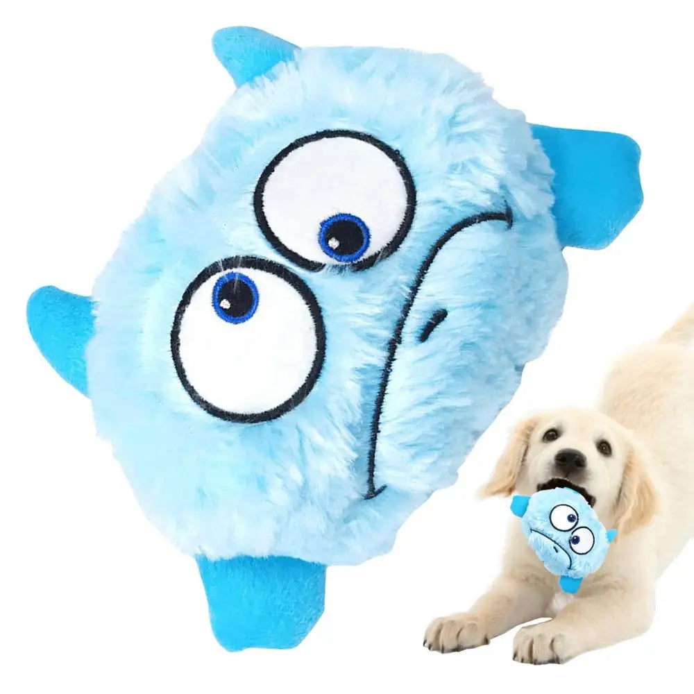 Dog Plush Toy Squeaky Bouncing Puppy Teething Balls Interactive Stuffed Bite Toys With 3 Batteries For Cats Pets Calming Fetch