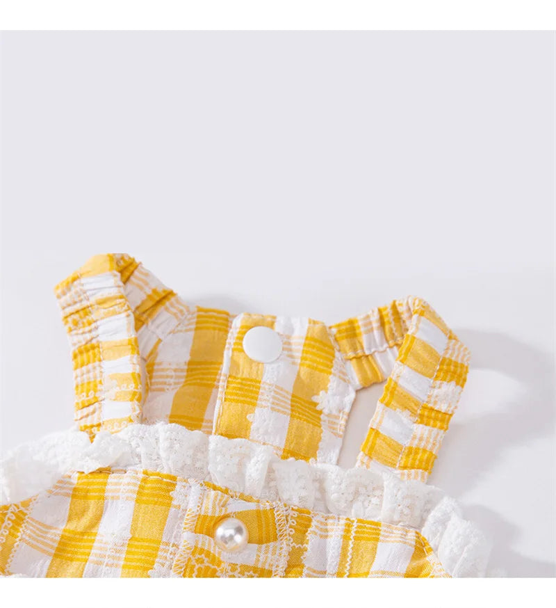 Princess Lattice Dog Fancy Dress Lace Bow Tie Vest Skirt Clothing for Cats Pearl Female Puppy Overalls Lovely Pet Dog Clothes