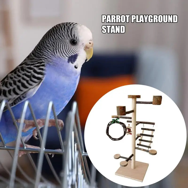 Bird Playground Parrot Play Stand Sturdy Wood Playstand For Parrots Bird Playground Training Wood Stand Perch For Cockatiel
